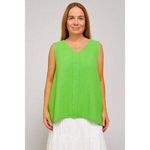 Oh My Gauze! Womens Green Sleeveless V-Neck Top Size 2 Cotton
